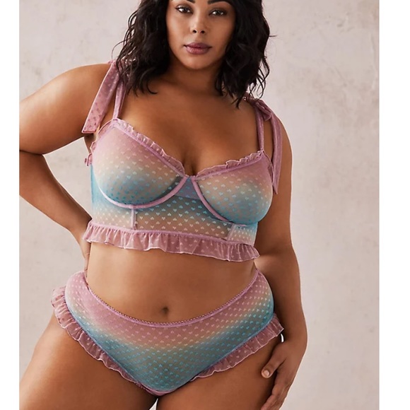 torrid Other - Torrid Gradient Ruffle Trim Bralette 4X & Cheeky Panty 3X